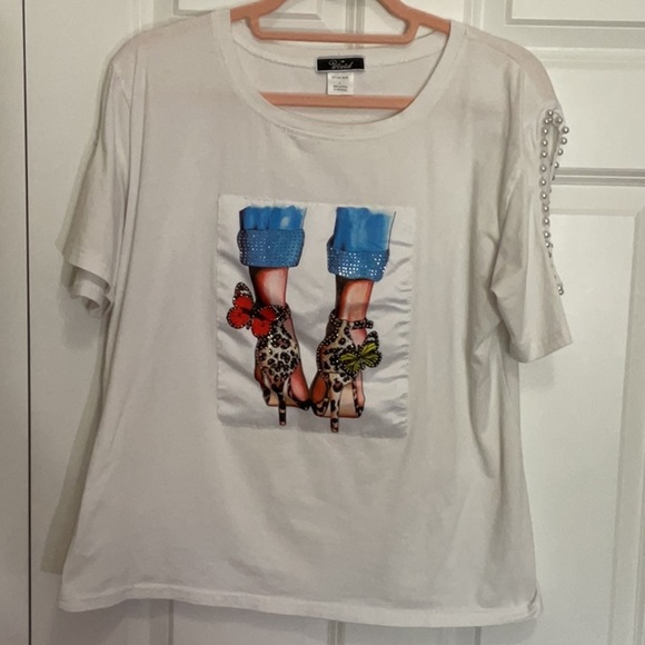 Vivid White and Blue Graphic Boxy T-Shirt - Picture 1 of 6